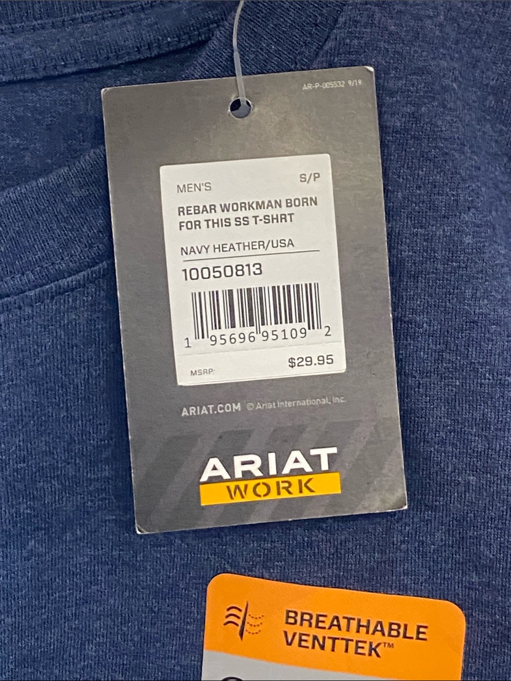 Ariat Navy Short-Sleeve Pocket Tee - Picture 2 of 3
